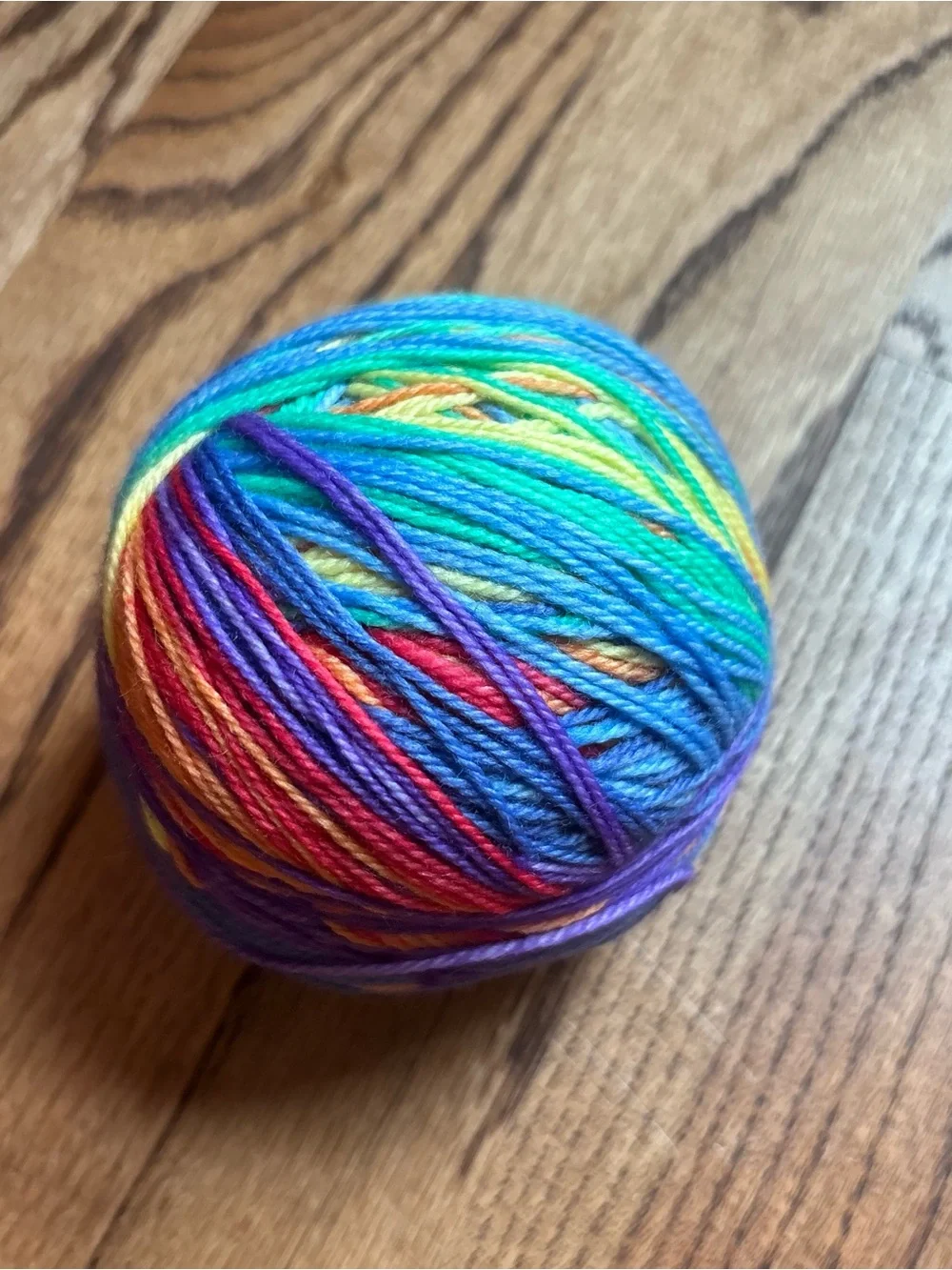 Yarn Fingering Hand Dyed Rainbow Wool Blend 95g Blue Red Yellow Knitting Crochet